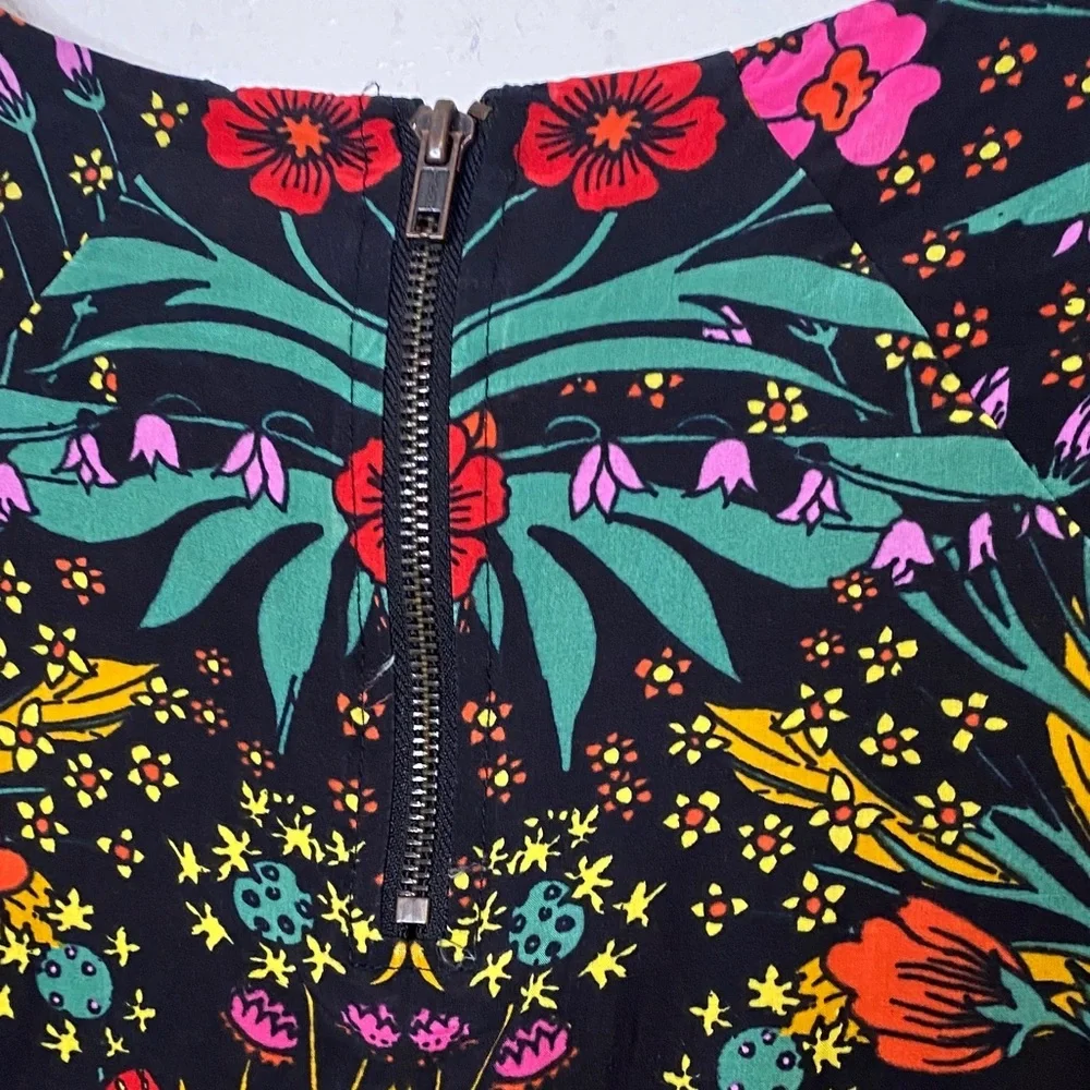 Free People Black Floral Mini Dress Size XS 57% Viscose 43%Lyocell